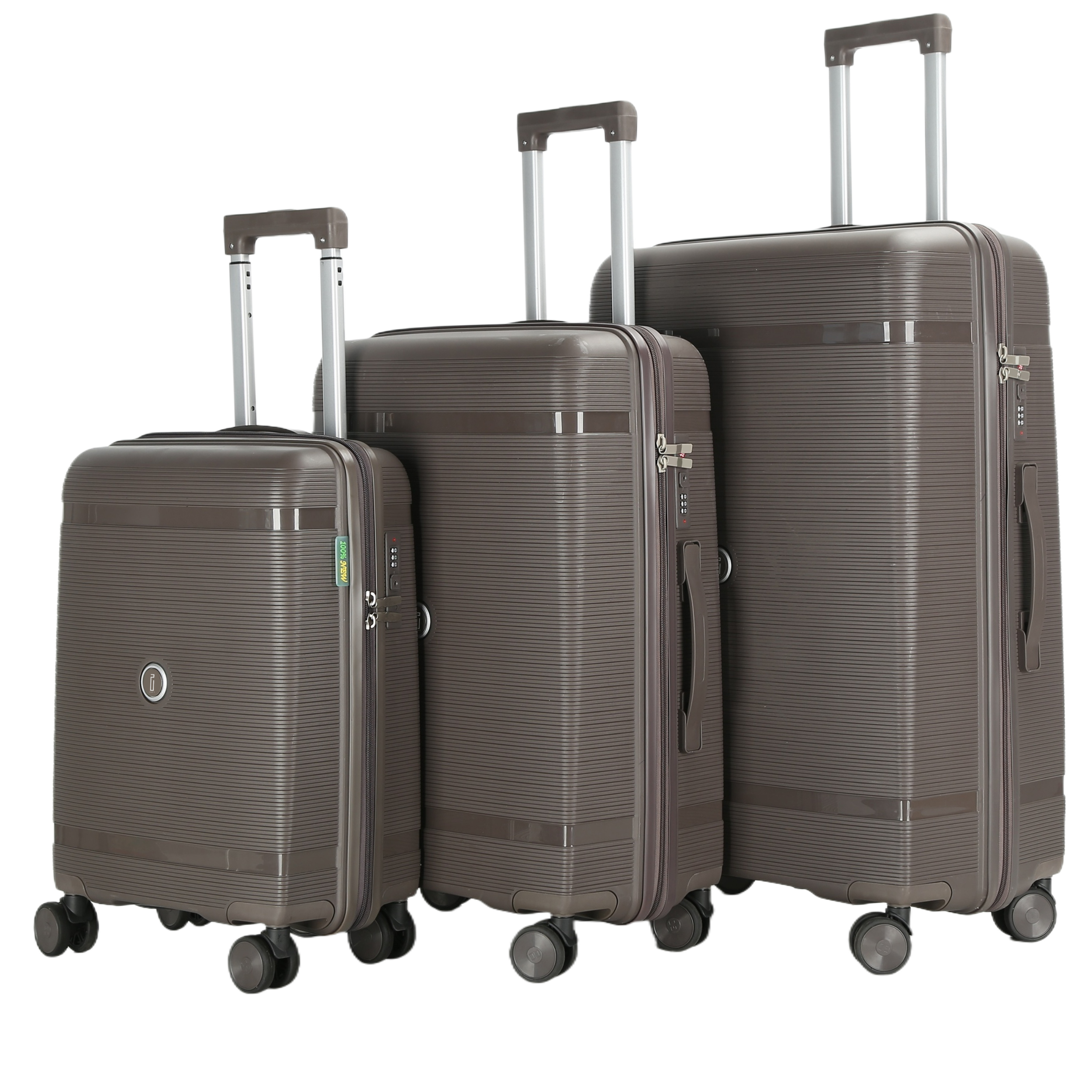 Set 3 Valises – Polypropylène (XL-75cm) (L-65cm) (S-55cm) – Marron Taupe