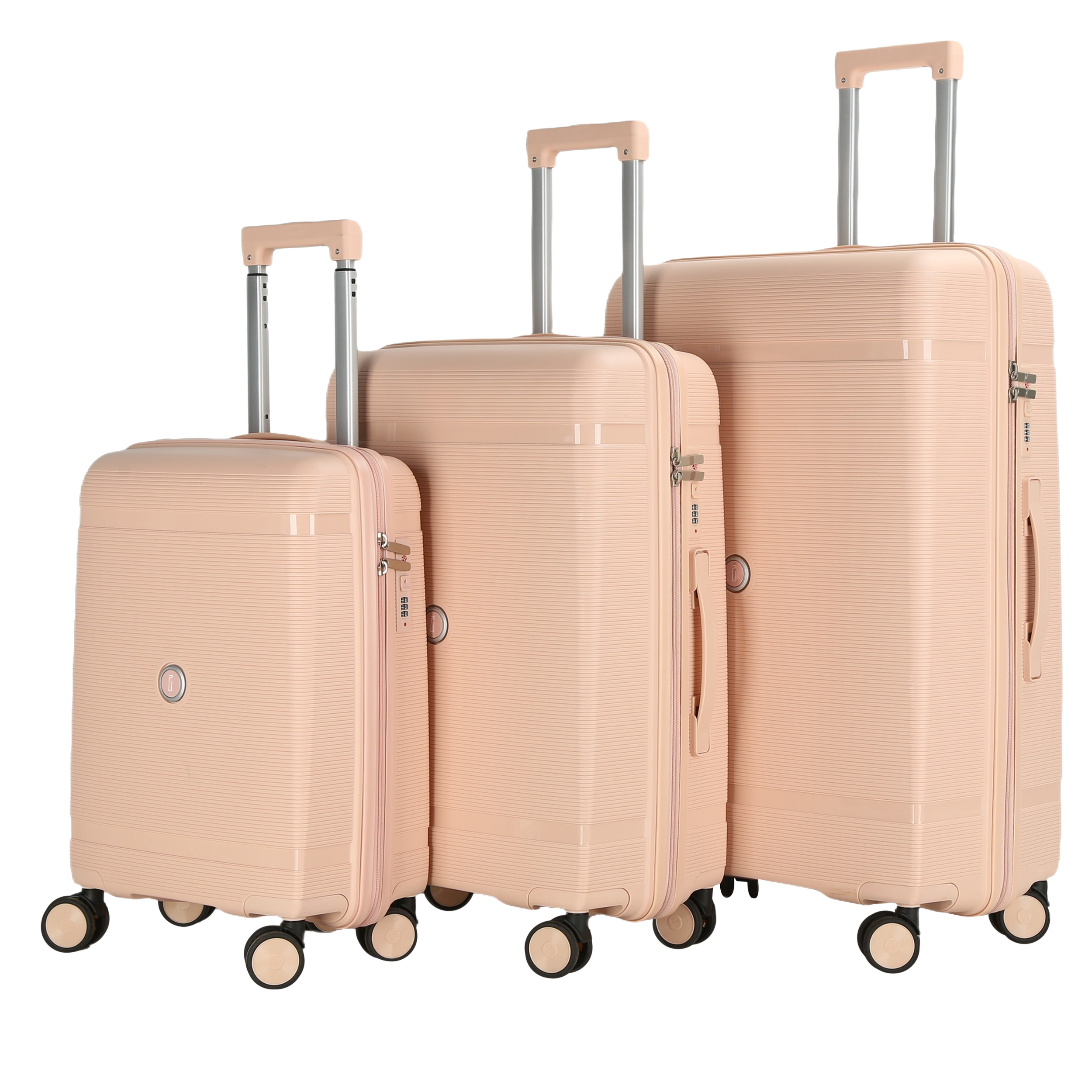 Set 3 Valises – Polypropylène (XL-75cm) (L-65cm) (S-55cm) – Rose Pale
