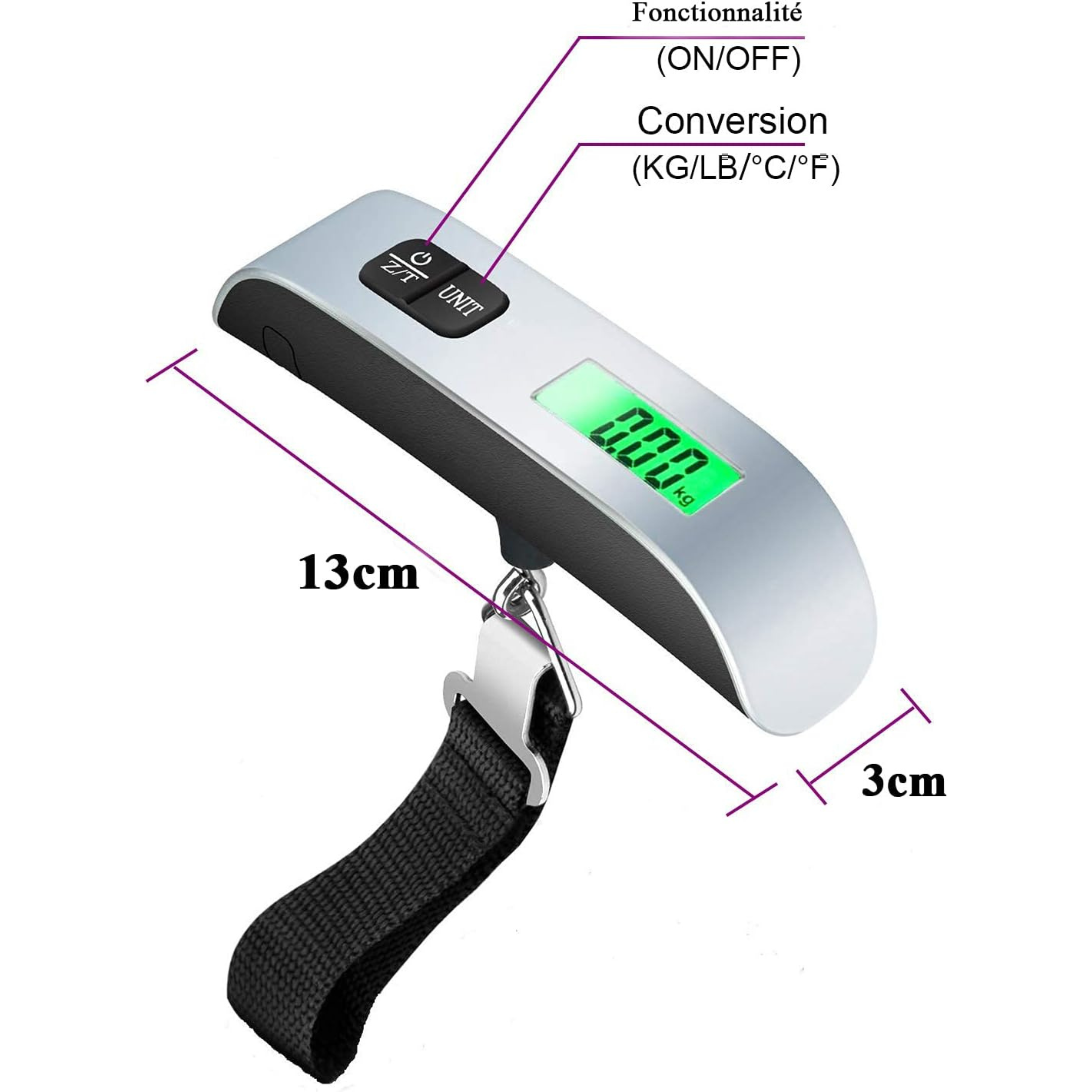 Electronic Baggage Scale | Portable Digital Baggage Scale with Temperature Function | Ideal for Travel and Airports