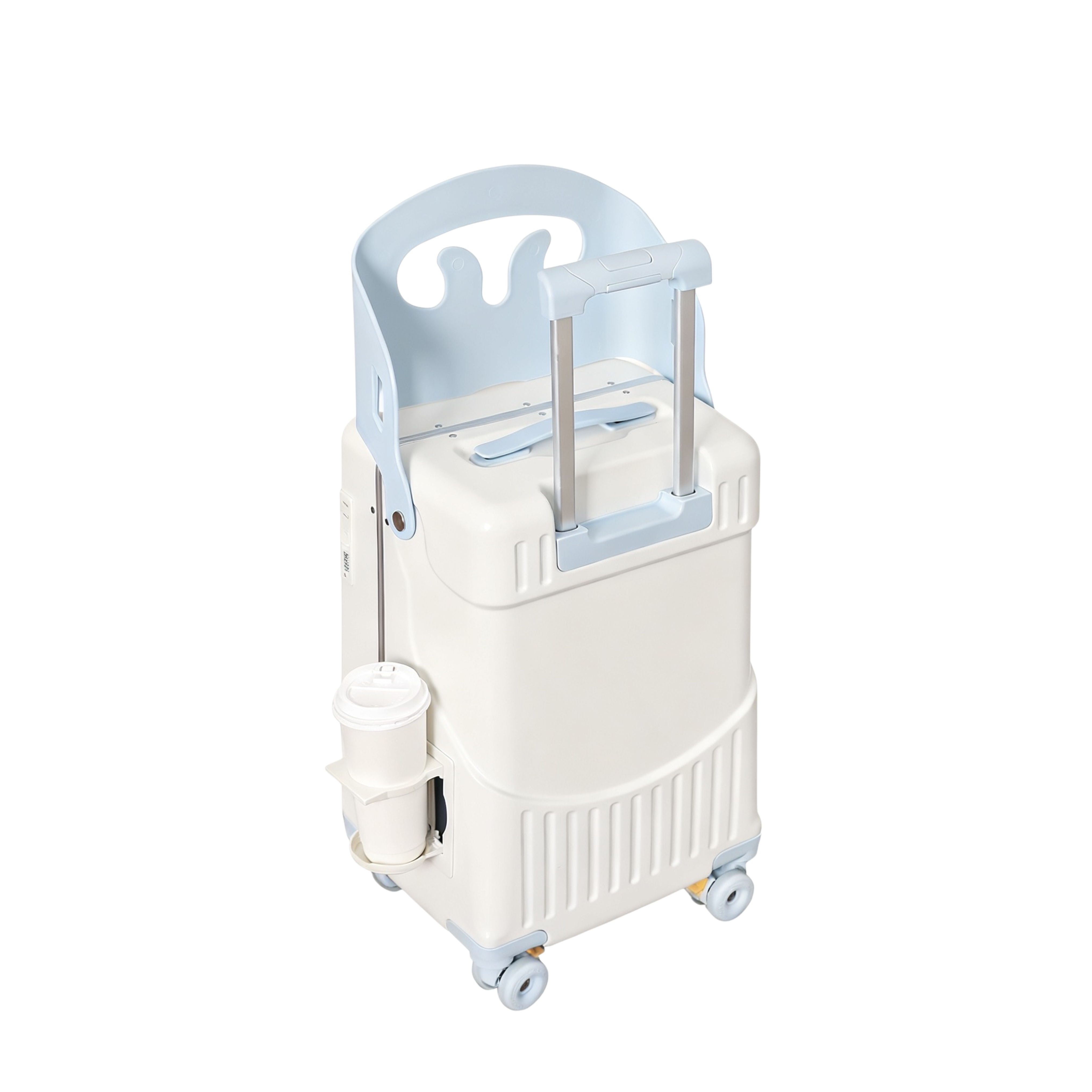 Valise Cabine avec Siège Enfant PopSeat - 55x35x25 - Porte USB - roulettes Ultra Résistantes avec Frein - Porte Gobelet - Cadenas