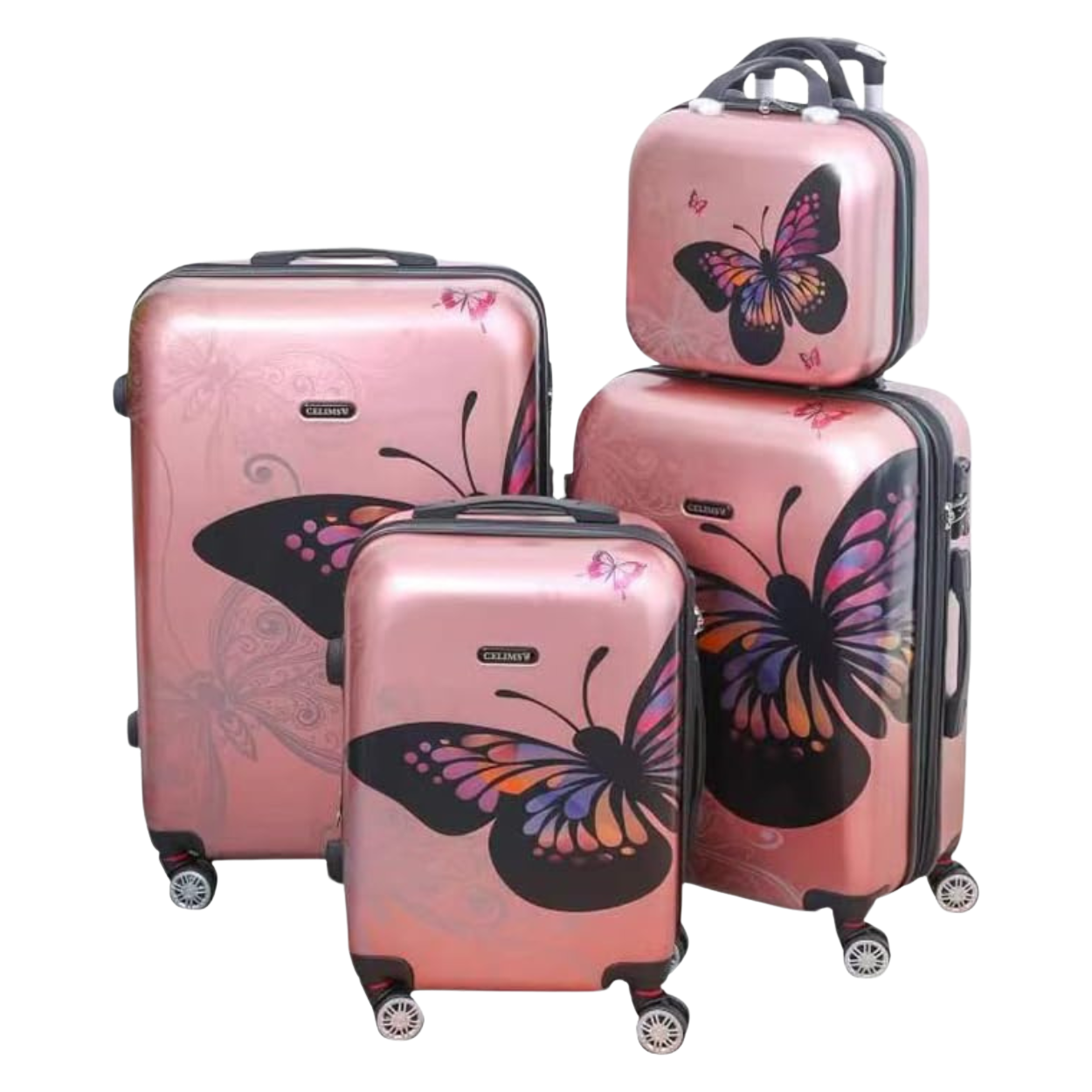 4-Piece Polycarbonate Luggage Set | Cabin Suitcase | Medium Suitcase | Large Suitcase | Vanity Case – White