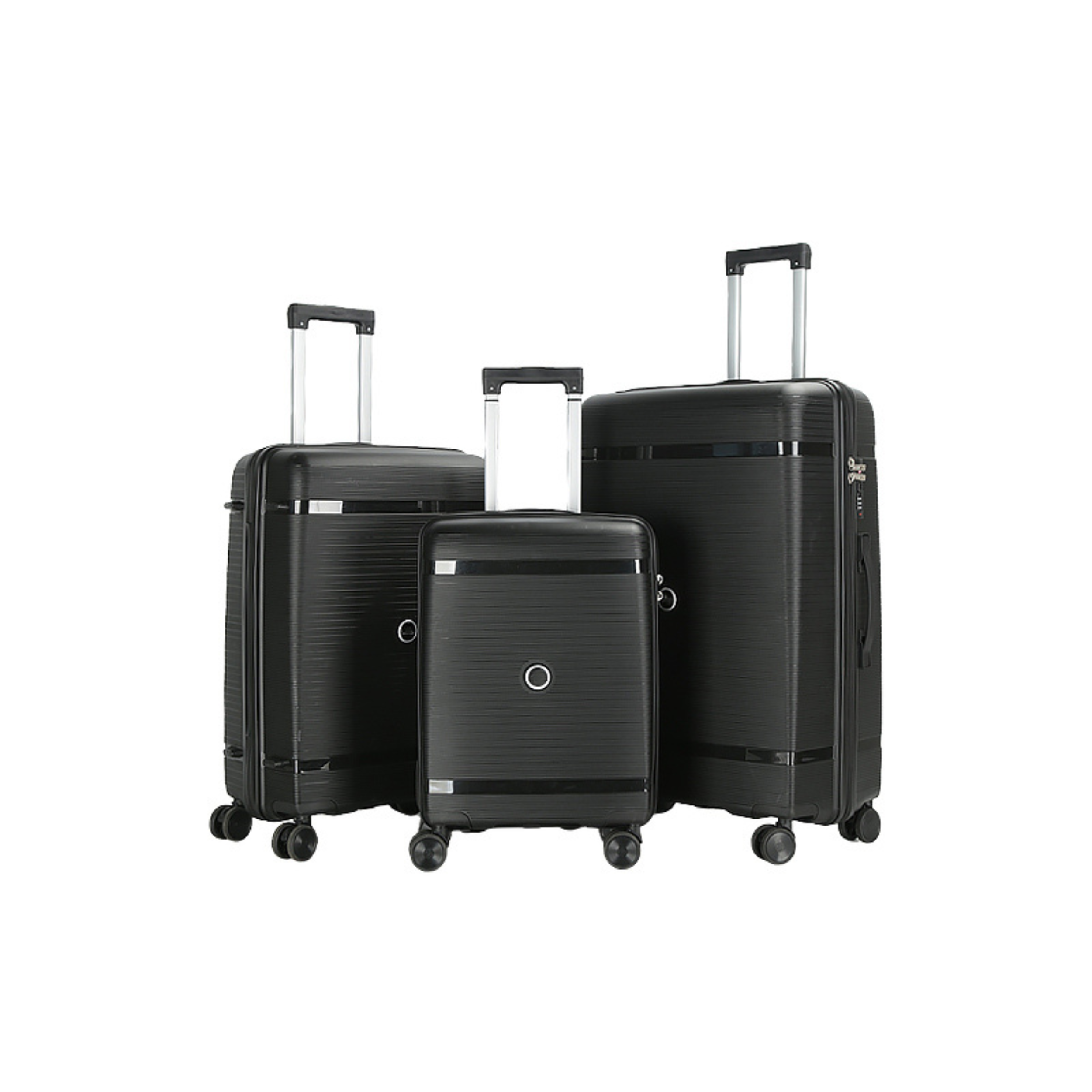 Set 3 Valises – Polypropylène (XL-75cm) (L-65cm) (S-55cm) – Noir