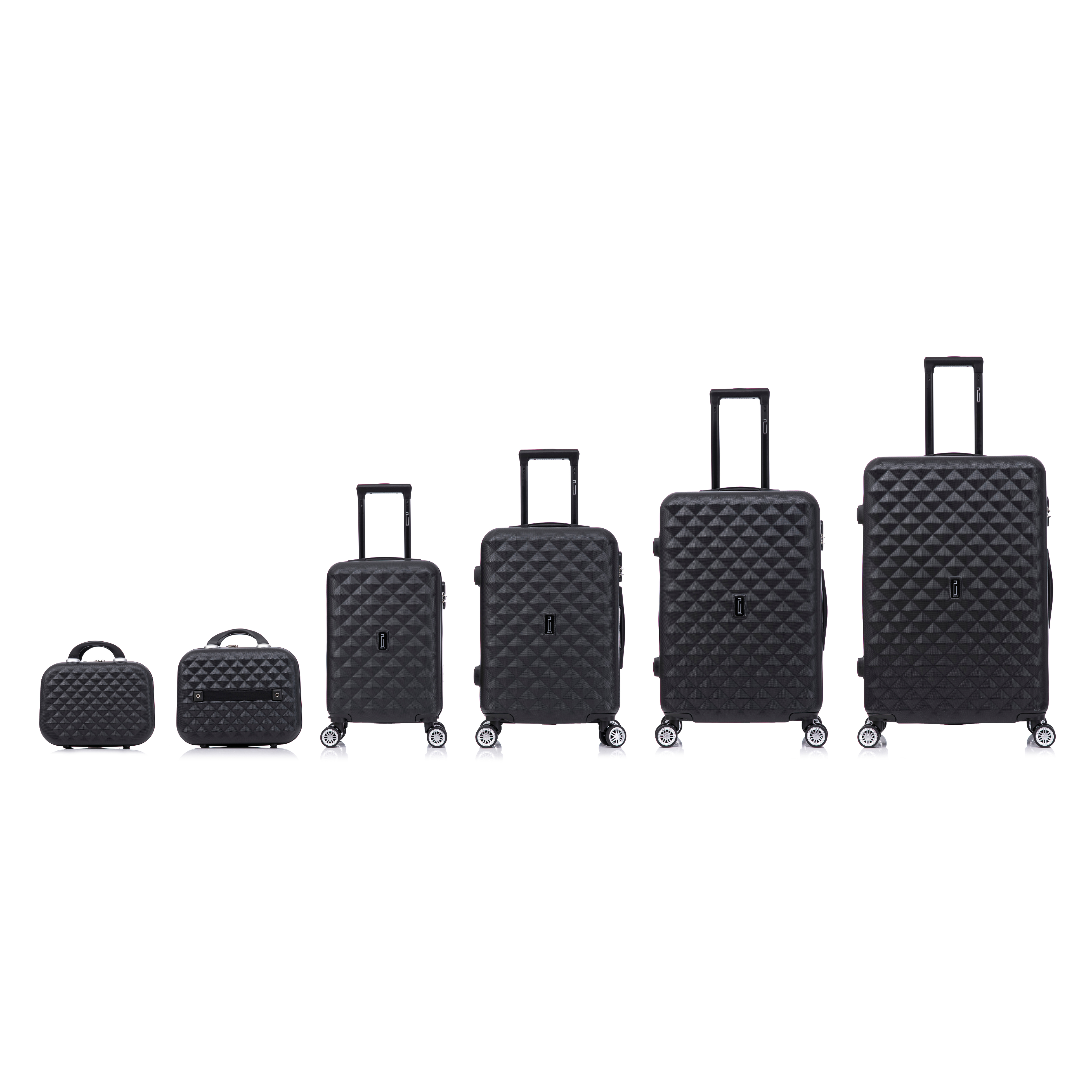 6-Piece Urban Luggage Set | Cabin Suitcase | Medium Suitcase | Large Suitcase | 2x Vanity Cases – Black