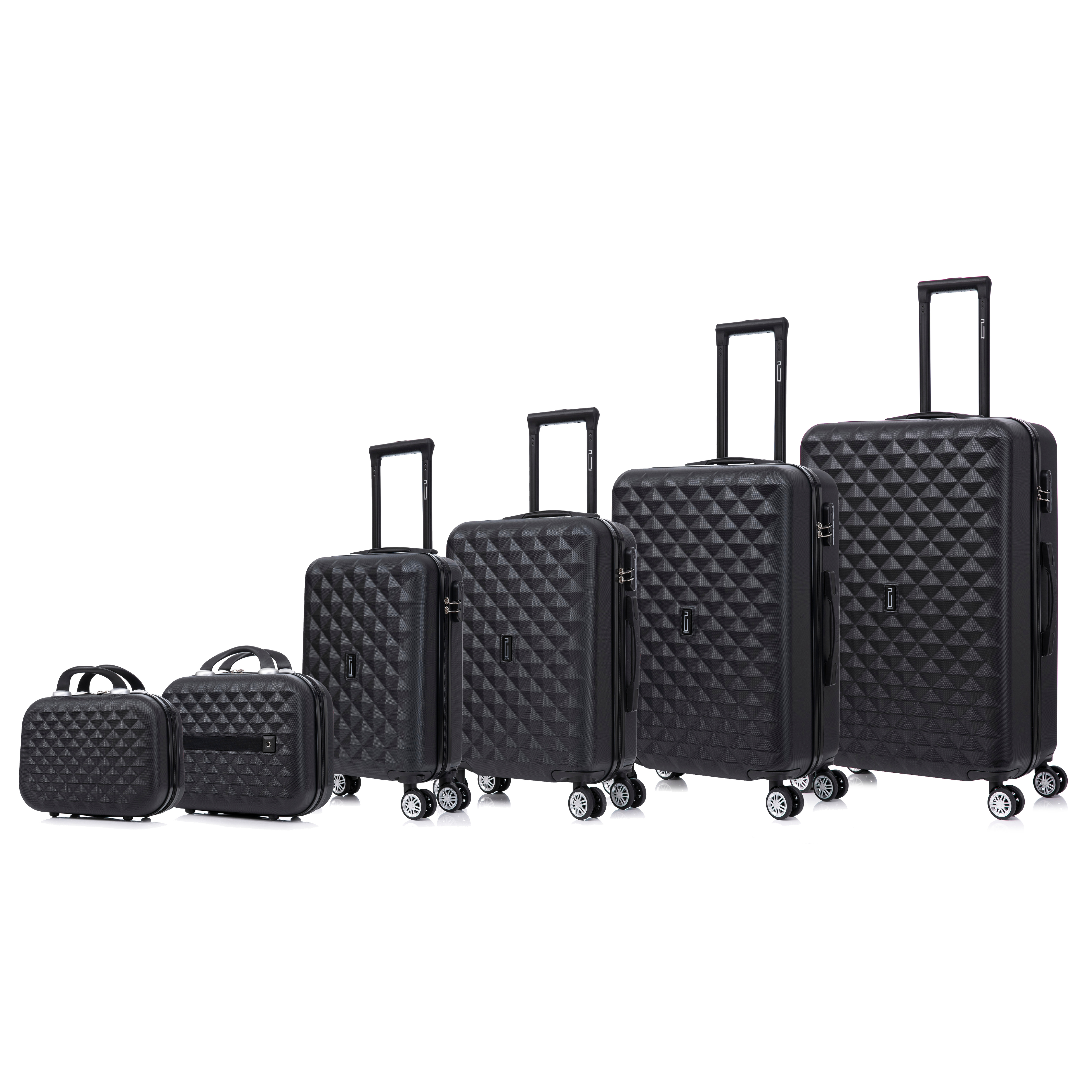 6-Piece Urban Luggage Set | Cabin Suitcase | Medium Suitcase | Large Suitcase | 2x Vanity Cases – Black