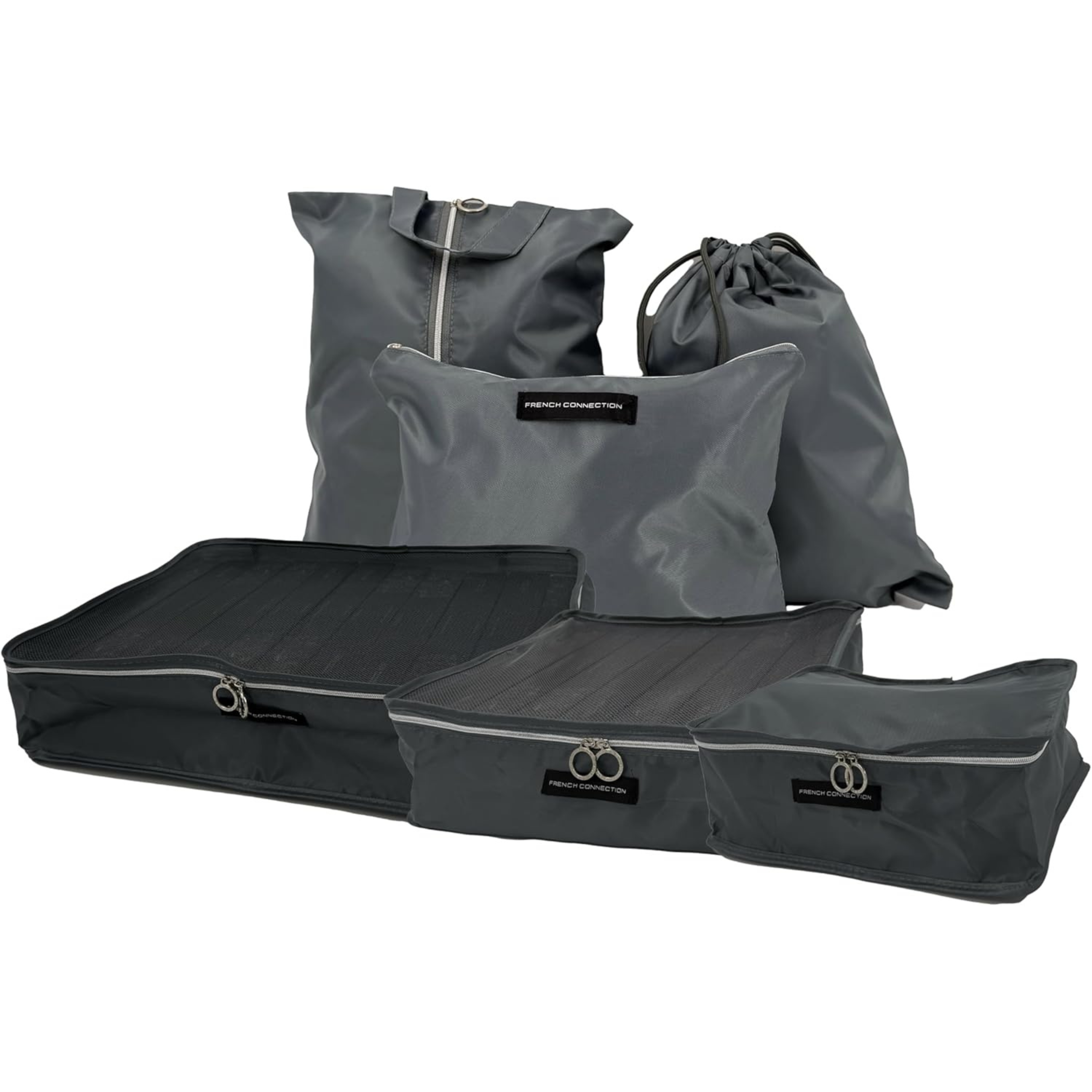 Travel Organizers | Set of 6 Pieces | Luggage Organizers | Lightweight and Durable Luggage Storage Cubes Gray
