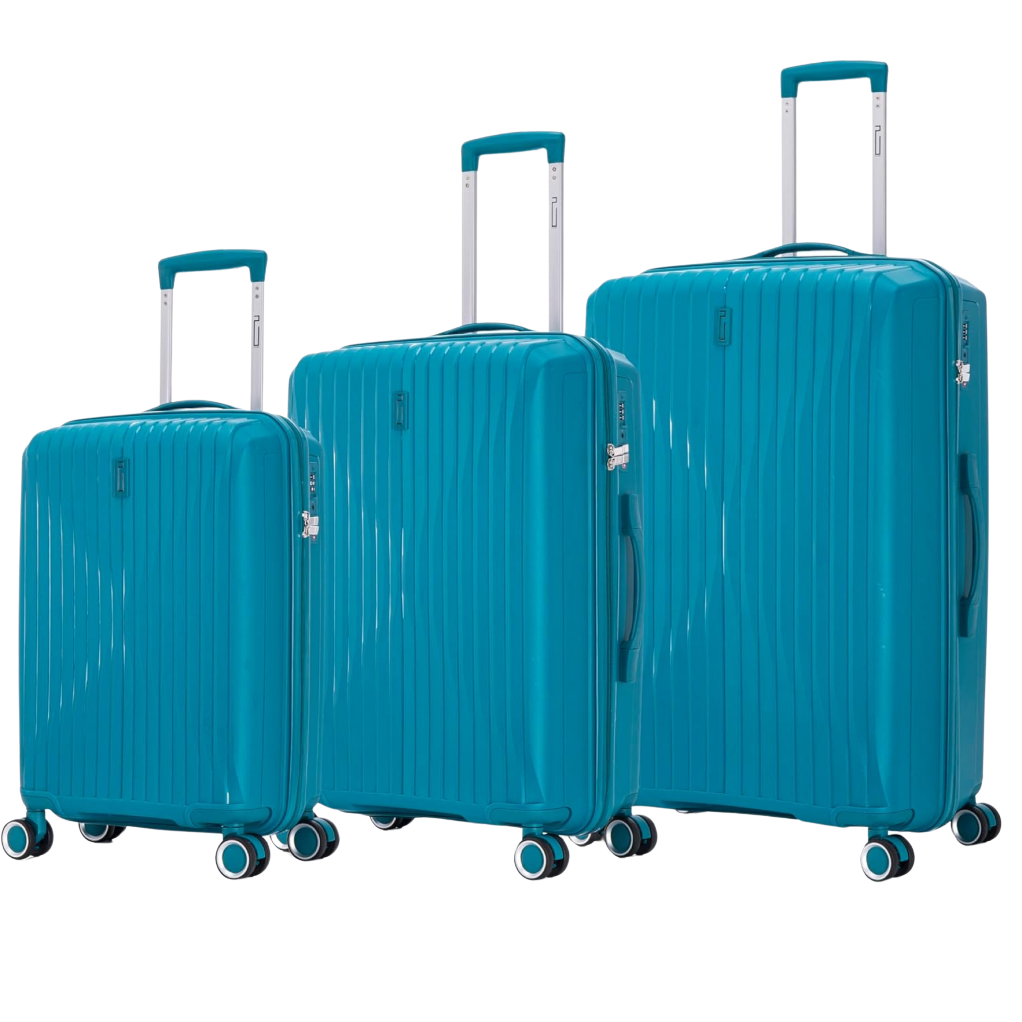 3 Piece Polypropylene Suitcase Set | Cabin Suitcase | Medium Suitcase | Large Suitcase - Blue