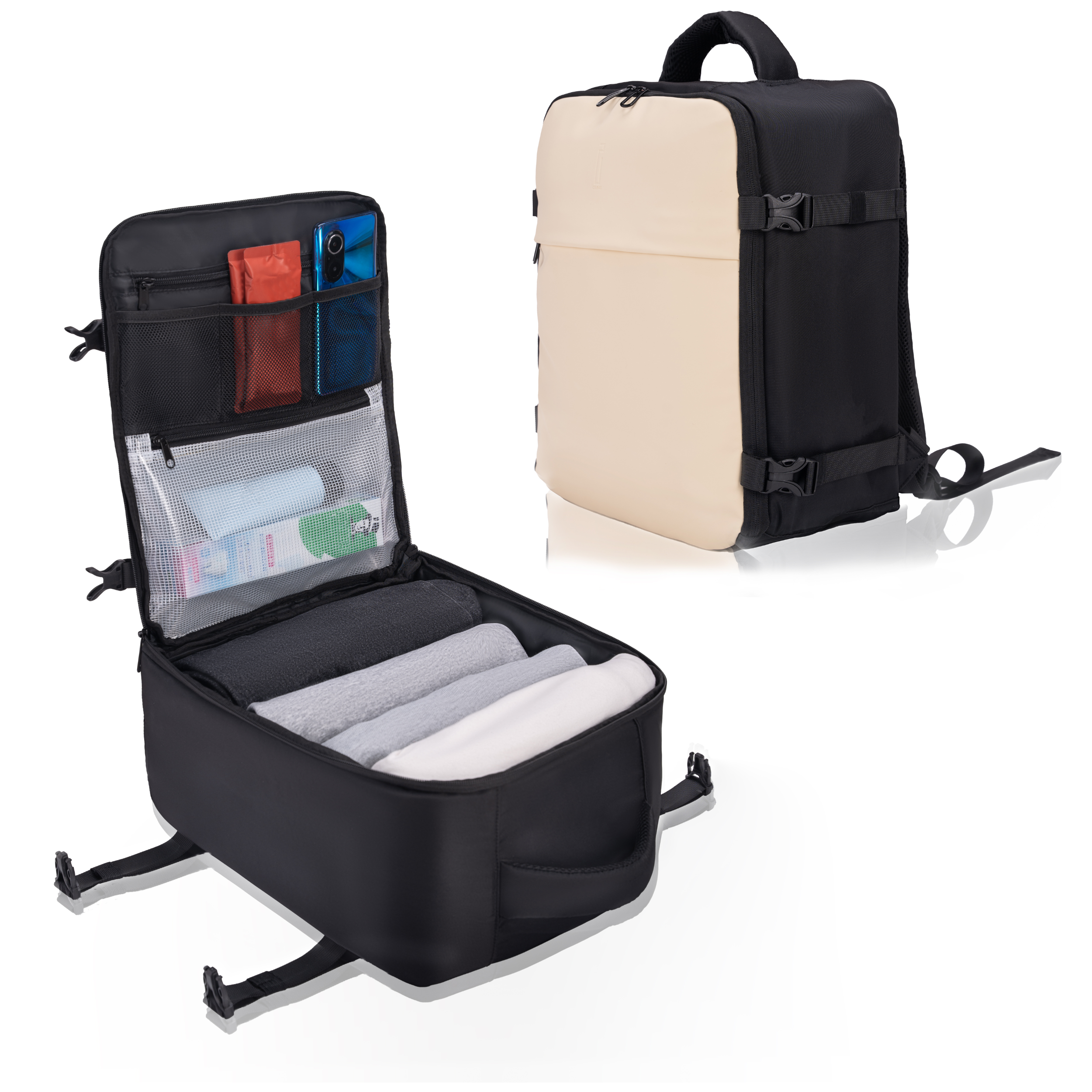 Sac à dos 40x30x20 CELIMS - Bagage à Main - Imperméable - Beige