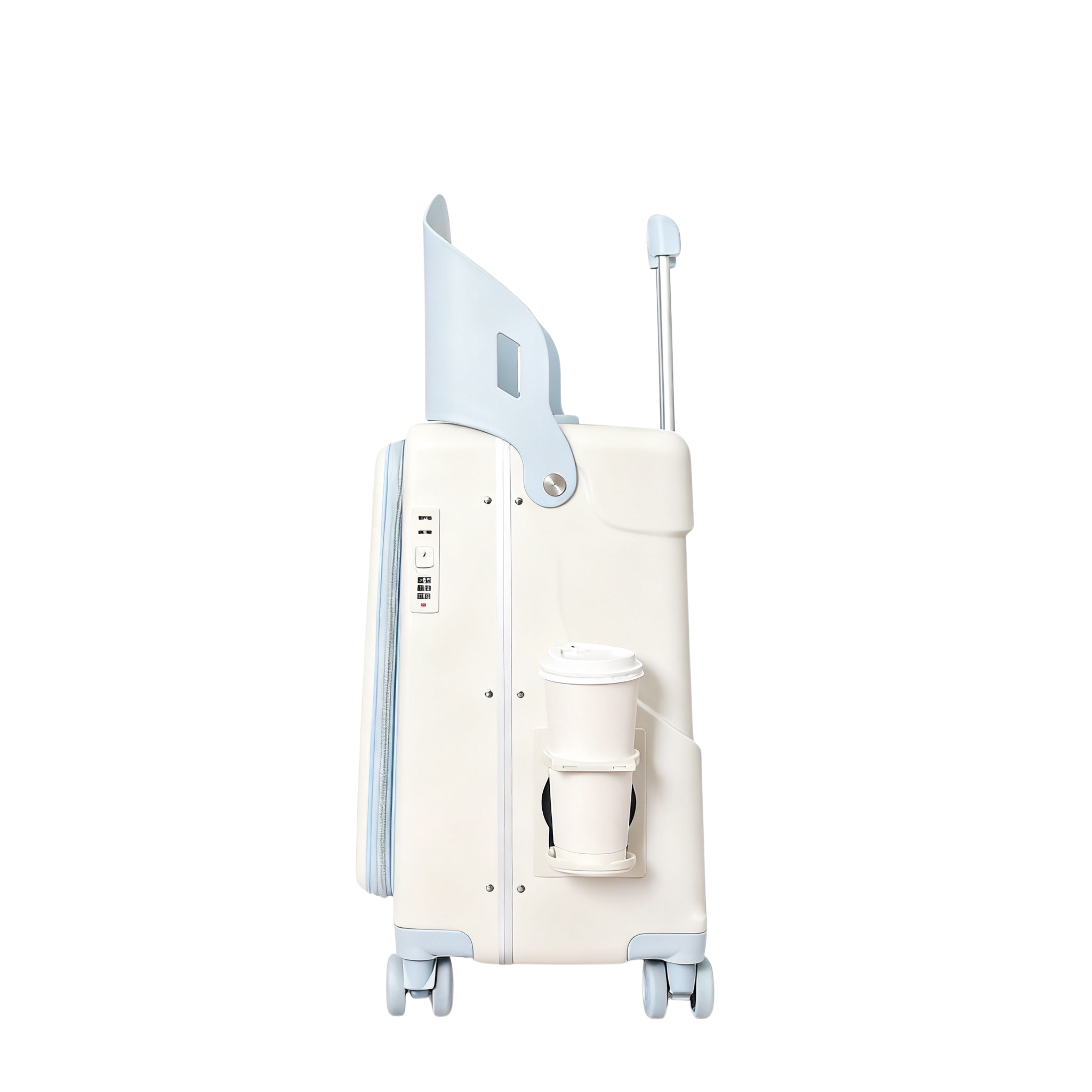 Valise Cabine avec Siège Enfant PopSeat - 55x35x25 - Porte USB - roulettes Ultra Résistantes avec Frein - Porte Gobelet - Cadenas