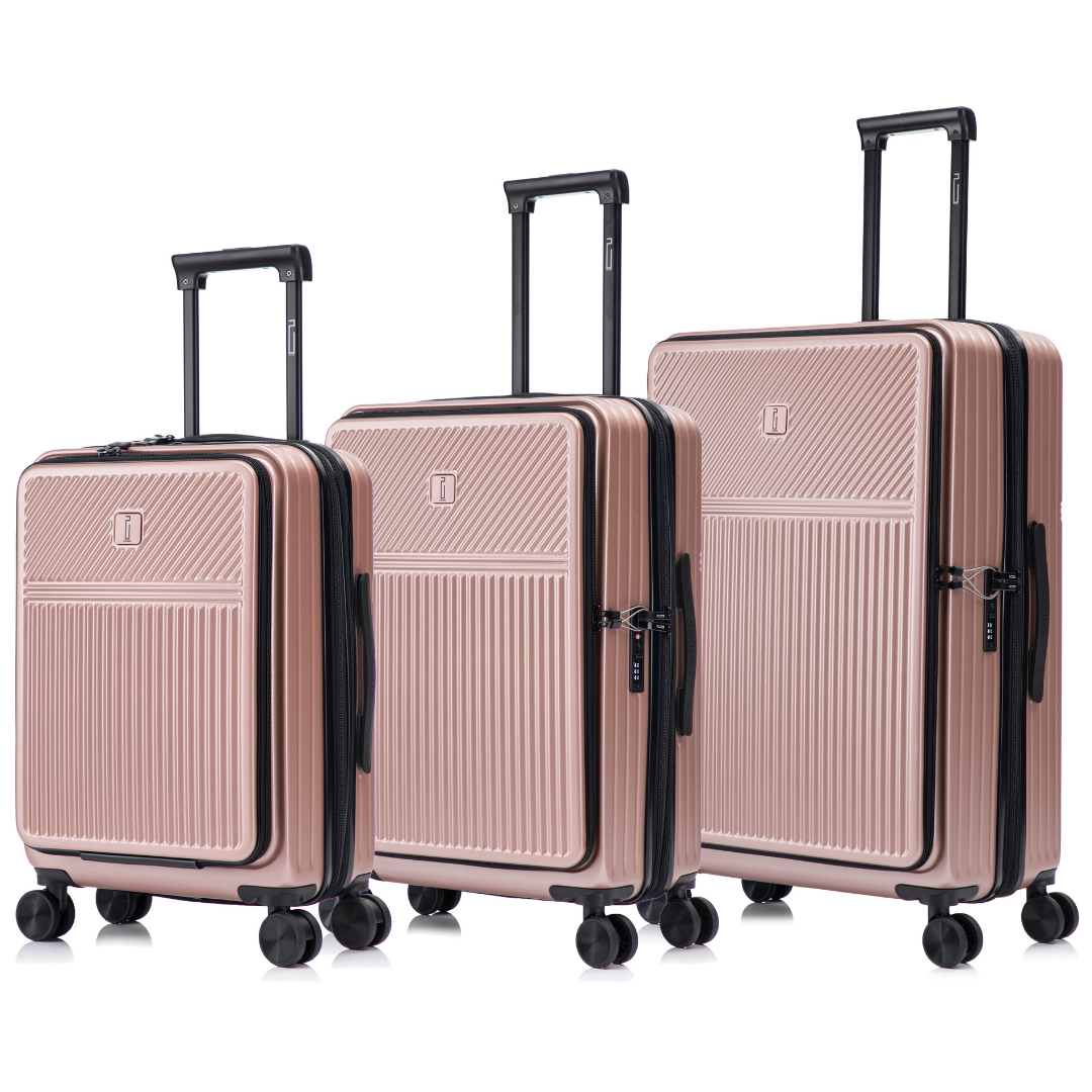 Set de 3 Valises ABS – Front Opening - Extensible & Serrure TSA (XL-75 cm / L-65 cm / S-56 cm)
