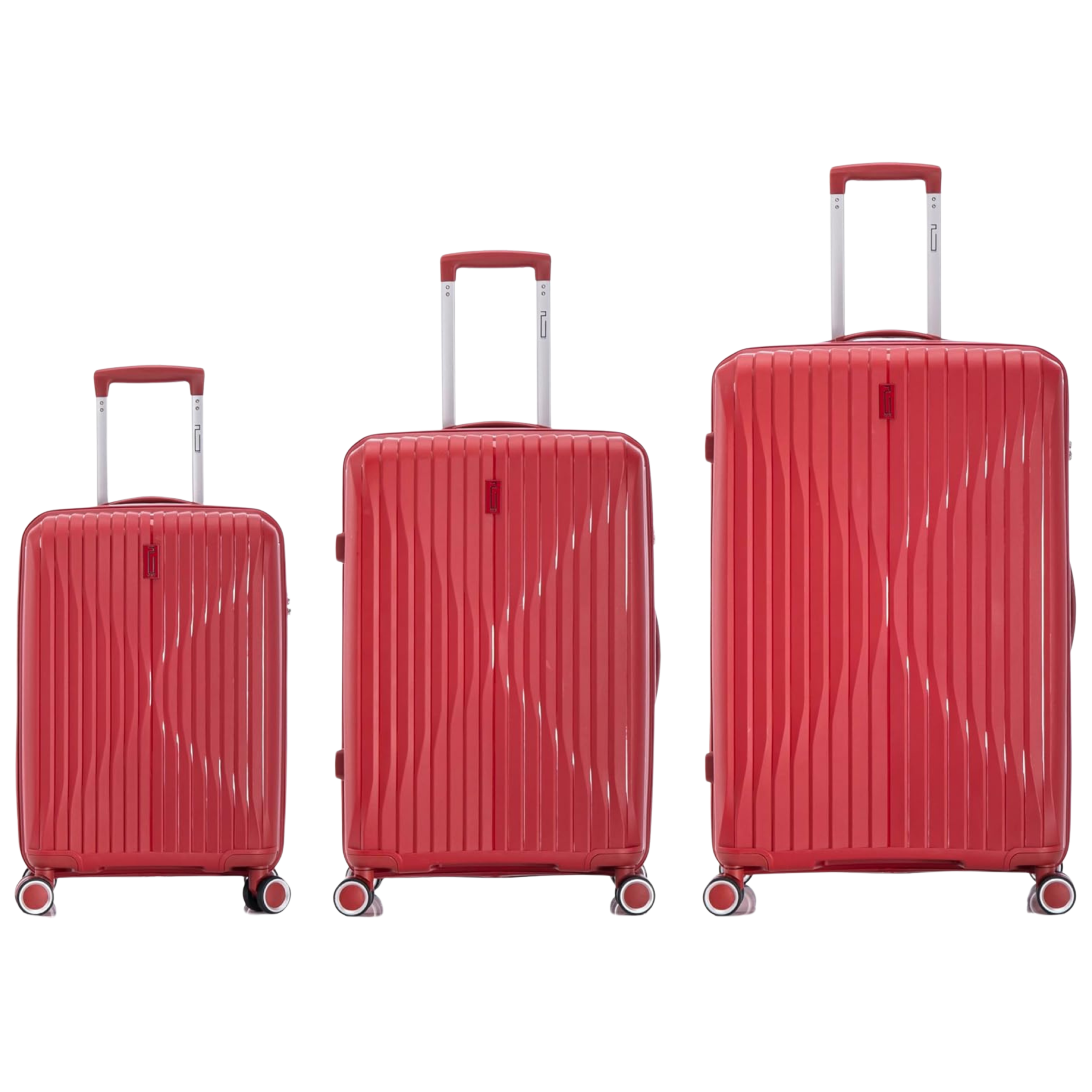 3 Piece Polypropylene Suitcase Set | Cabin Suitcase | Medium Suitcase | Large Suitcase - Red