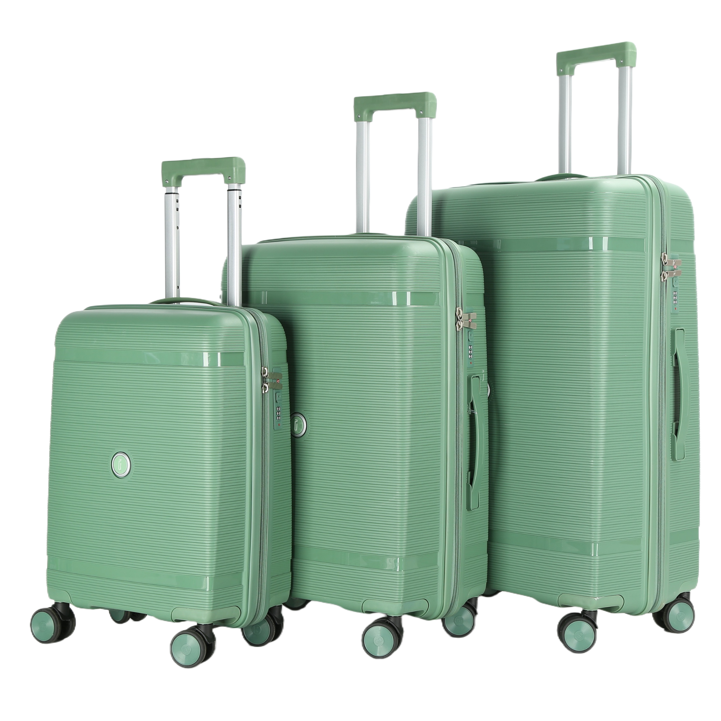 Set 3 Valises – Polypropylène (XL-75cm) (L-65cm) (S-55cm) – Vert Pastel